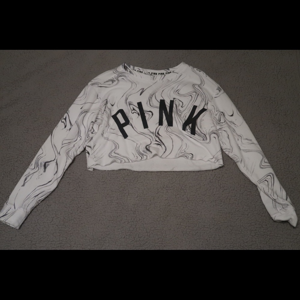 marble pink cropped crew neck